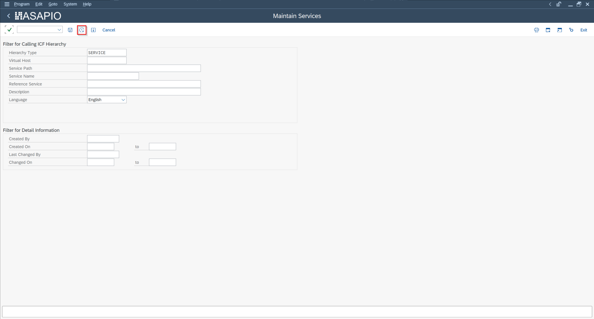 SICF activating the ASAPIO inbound HTTP service node