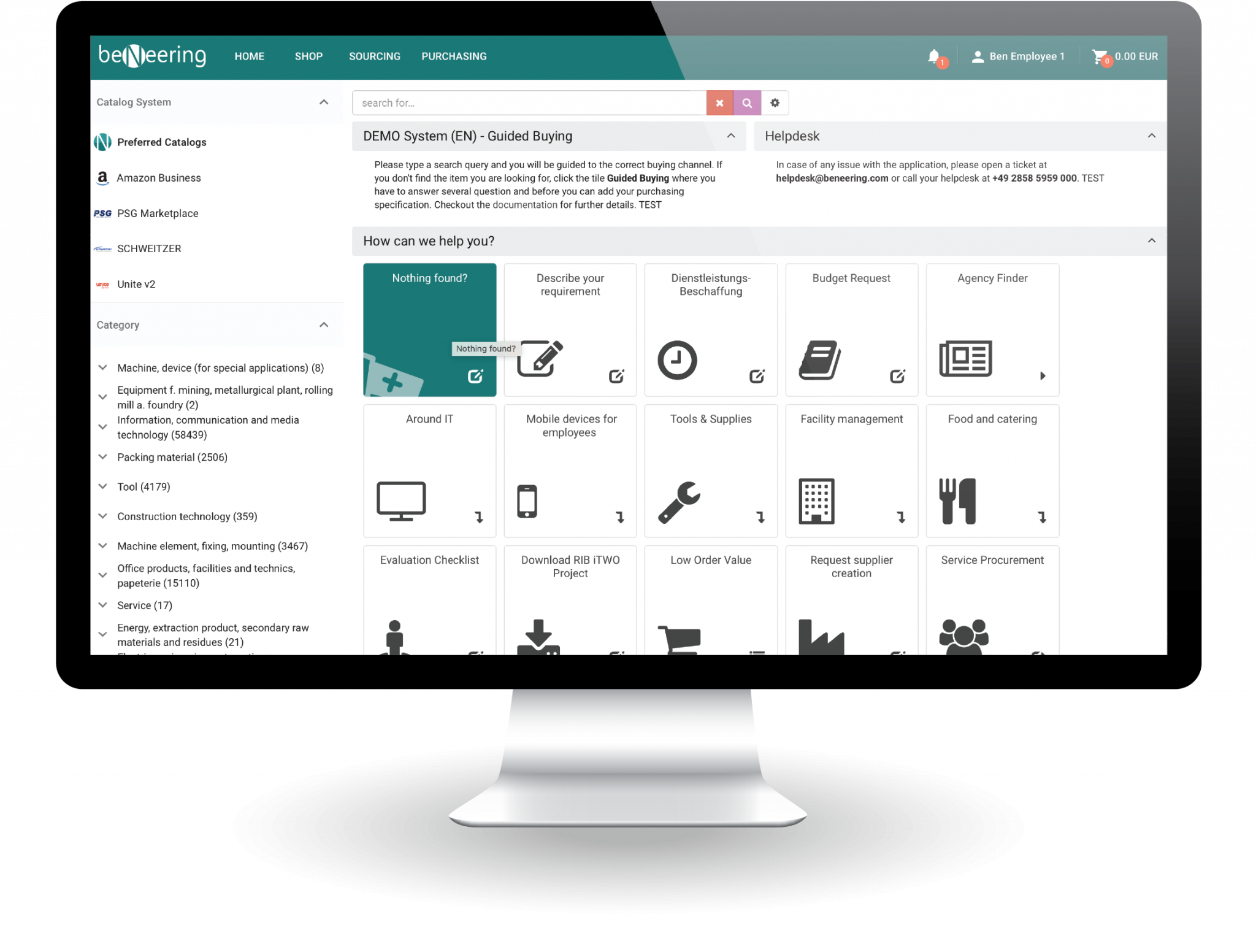 BeNeering Guided Buying Interface Mockup