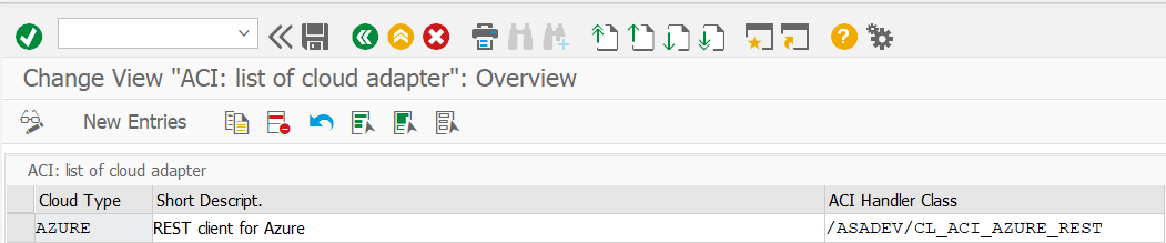 Azure cloud adapter configuration in SPRO