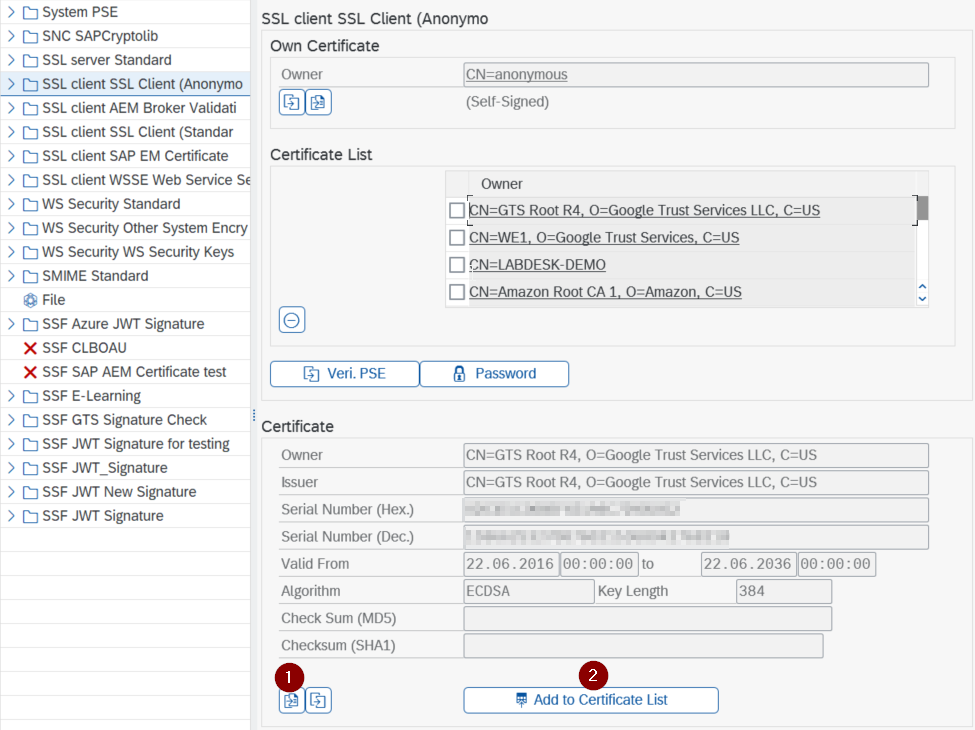 STRUST certificate import for Azure