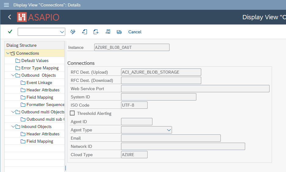 Azure connection instance creation