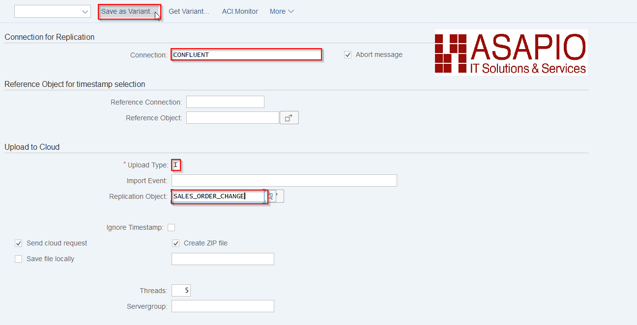 Creating a variant for the batch job