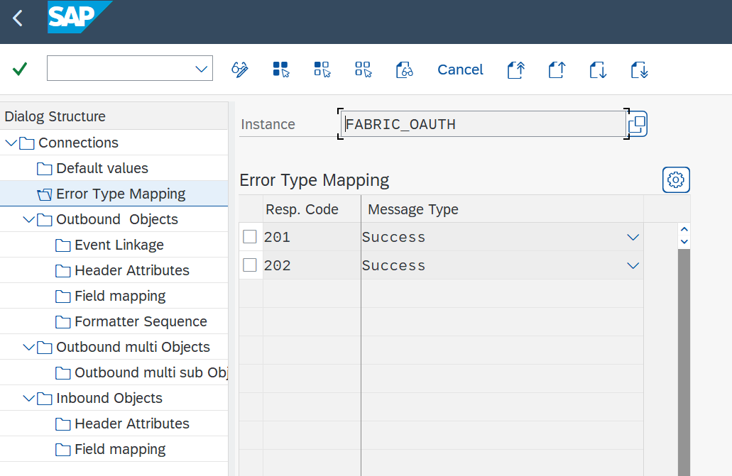 Fabric error code mapping 201/202 to Success