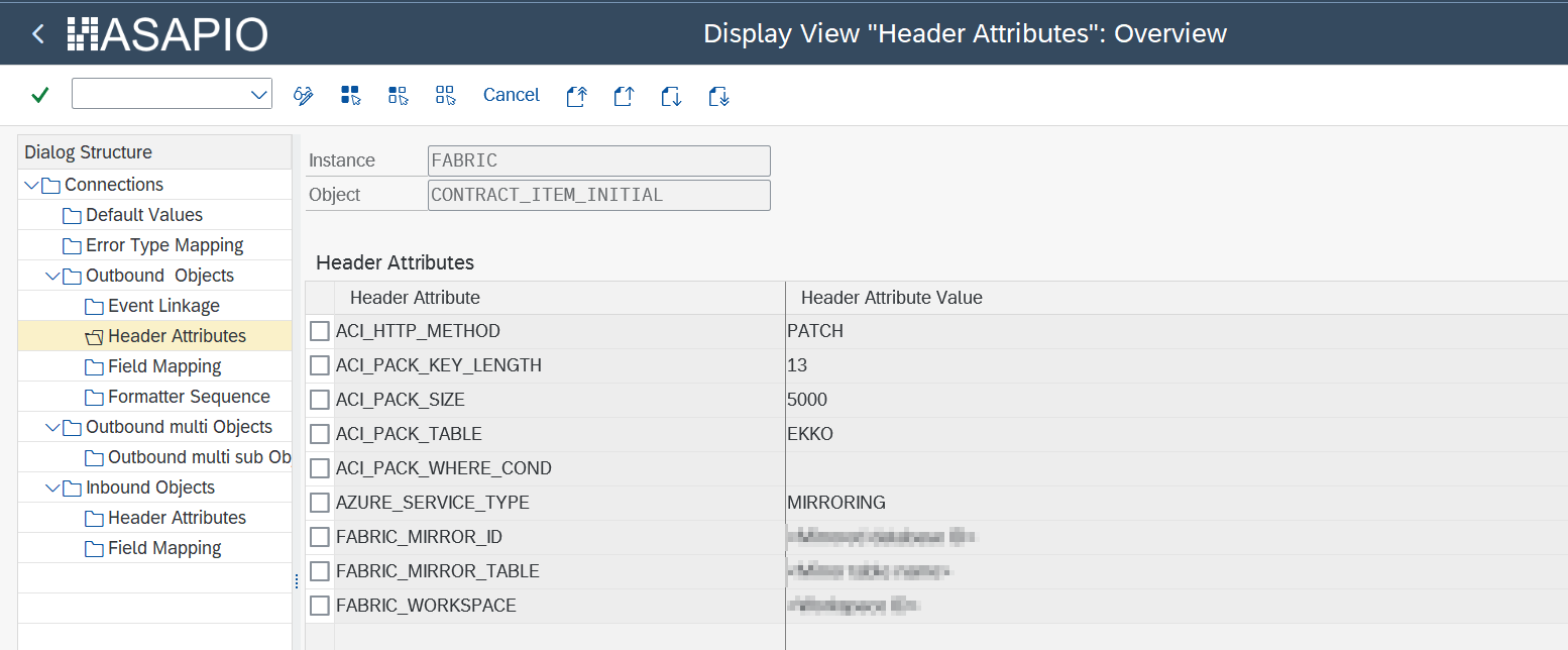 Packed load header attributes for Fabric Open Mirroring