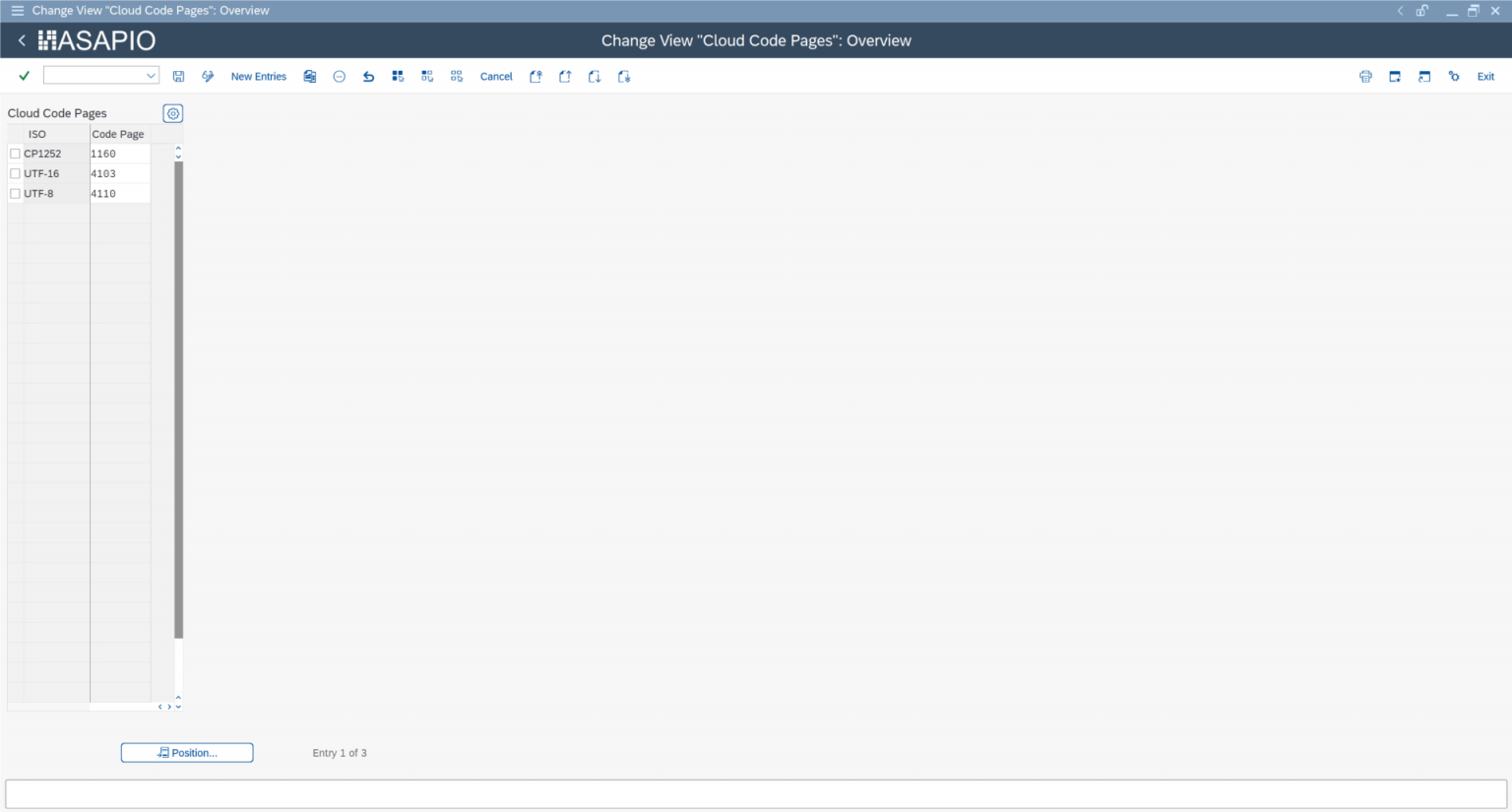 Cloud Code Pages customizing table with CP1252, UTF-16 and UTF-8 entries