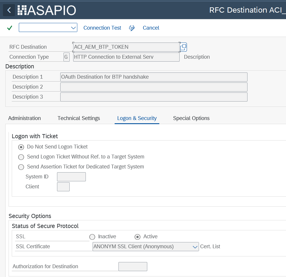 RFC security settings for token endpoint