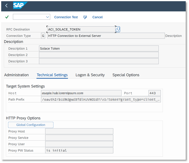 SM59 RFC destination for Solace OAuth endpoint