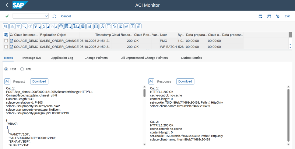 ACI Monitor batch send, call 1 for sales order 0000112190