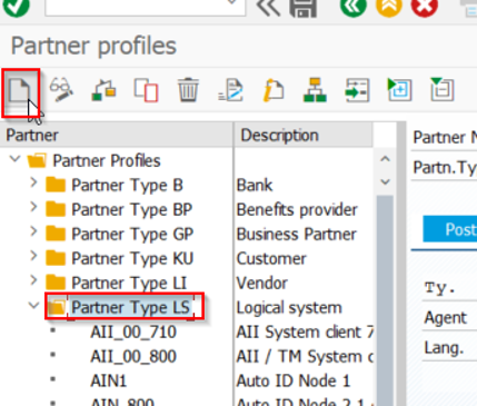 WE20 Partner Profiles tree with Partner Type LS selected