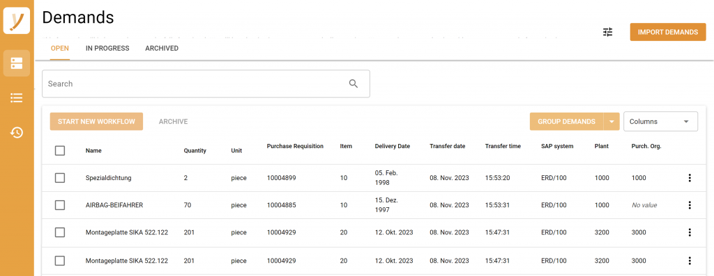 ASAPIO mysupply Integrationsfluss