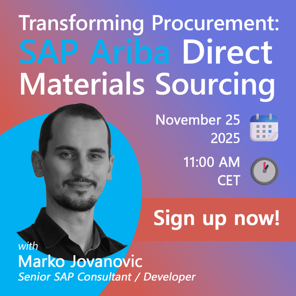 Banner image for ASAPIO's Webinar on SAP Ariba Direct Materials Sourcing