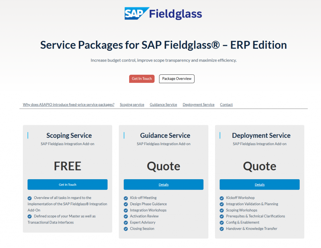 Overview of ASAPIO's Service Packages for SAP Fieldglass - ERP Edition